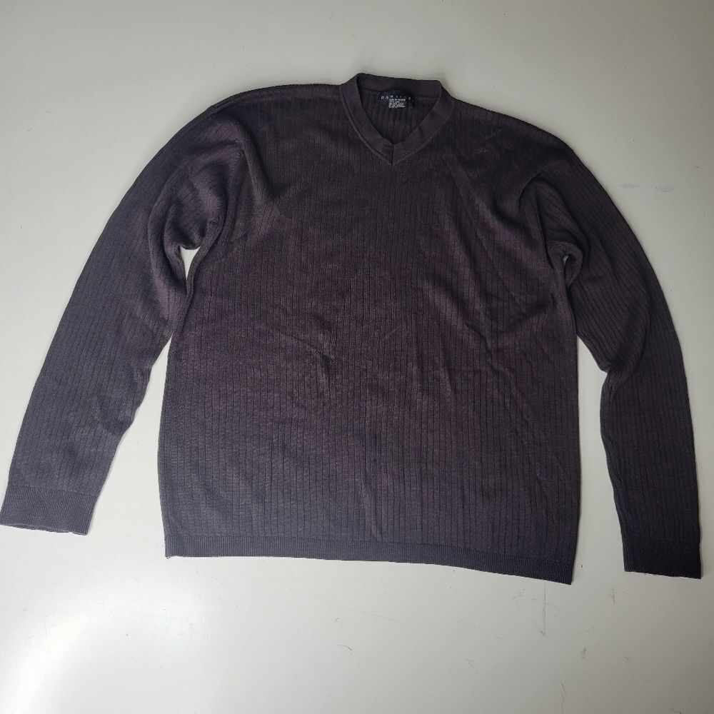 XL SILK COTTON RIBBED V NECK LIGHTWEIGHT SWEATER EXTRA LARGE